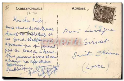 Bilhete postal antigo Palácio de Justiça Beauvais Vista geral tirada do topo da catedral — Verso