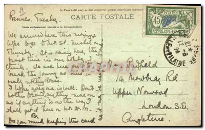 Mulher em traje de Baud — Rennes — Carta postal n°530 — Editor: René Nel — Verso