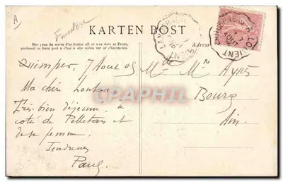 Jovem Menina de Pont-Aven Saindo da Missa — Coleção Vizian, Quimper, n°1390 — Verso