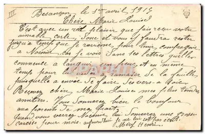 Carte postale souvenir 1915 — Porte Bonheur — editor não visível — Verso