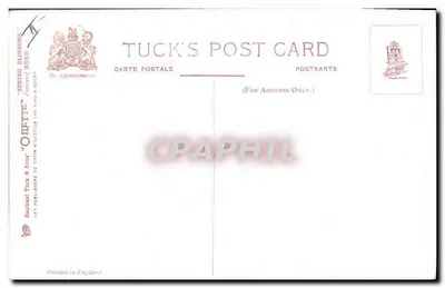 女孩与布娃娃在果树下 — 哈利·佩恩 — Tuck's Post Card 编号 6550 — 背面