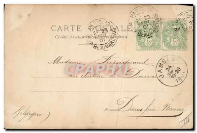 흰 드레스를 입은 소녀가 인형과 놀고 있는 모습 — S.I.P. PARIS, 시리즈 번호 61 — 파리, 1901년 9월 23일 — 뒷면