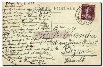 Colmar — Prefektura — kartka pocztowa nr 6, wydana przez lokalną drukarnię — Rewers
