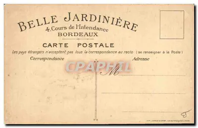 Balão dirigível — Lembrete da Belle Jardinière — Editor Le Baudy, Bordeaux — Verso