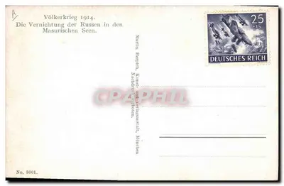 Batalha da guerra dos povos 1914 — Destruição dos Russos nos lagos de Mazúria — Martin Herpich, Munique — Verso