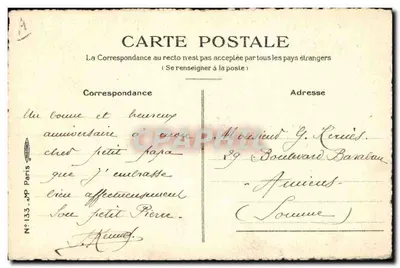 Donna in costume di Natale — Seduta alla Guardia dei Bagagli — disegno di J. Kiewe — Verso
