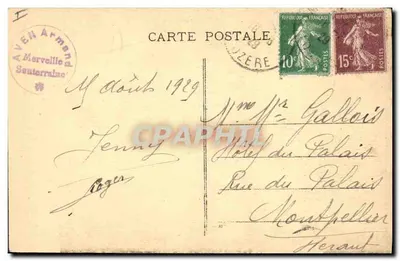 Aven Armand, Causse Méjean (Lozère) — Pod wielką stalagmitem — Foto G.-A. Martel, Wyd. Artières i J. Maury, Milliau (Aveyron) — Rewers