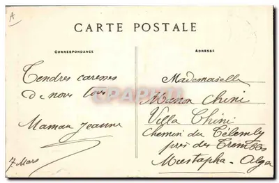 Twee kinderen in traditionele kleding van Rosporden en Coray — Collectie Villard, Quimper — n° 4240 — Achterkant