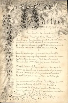 Carta postal decorativa — Boas festas — editada pela postagem francesa