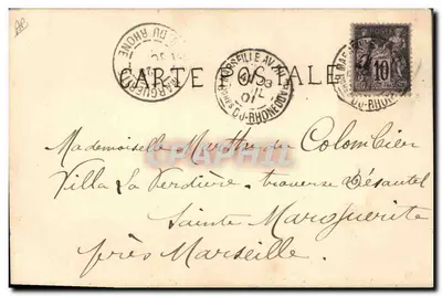 Carta postal decorativa — Boas festas — editada pela postagem francesa — Verso