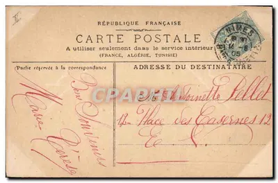 Flores — carta postal de Nîmes — editada pela República Francesa — Verso