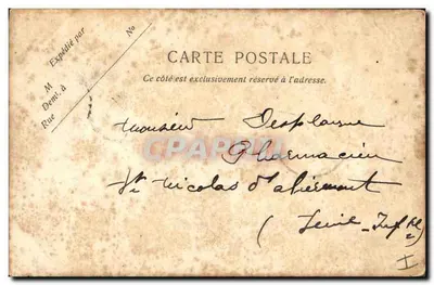 Pueblo Soriegabey — Amiens 1906 — dibujo de un león y una palma — Reverso