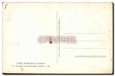 Aven d'Orgnac — Grupa stalagmitów, szczegół — Foto Albert Perret (Karta) — Rewers