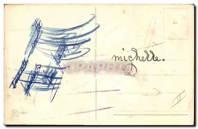 Menina segurando uma boneca — ilustração colorida — editor E. B. (assinatura visível) — Verso