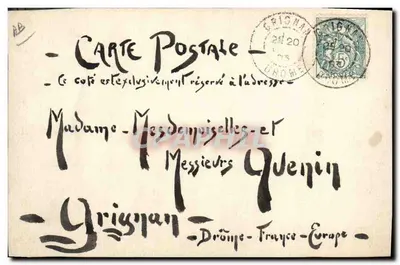 Soldat et femme avec enfant — scène de rue — Grignan (1) — Grignan — Verso