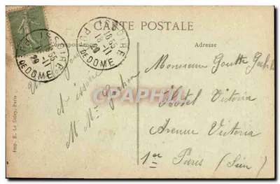 Wieża Maurifollet obok Perrier — Piekne Auvergne — seria 2068 — Wydawca E. Le Doleey, Paryż — Rewers