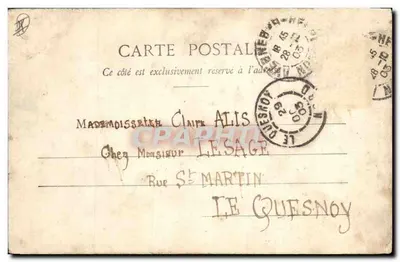 Soldat et femme avec enfant — scène de chanson comtoise — Phototype A. BÉNÉRIET & CIE, NANCY — Verso