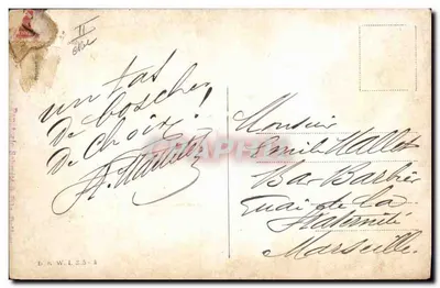 Soldats en parade — caricature d'officier à cheval — éditeur F. W. Wimpfleug, n° 74K — Verso