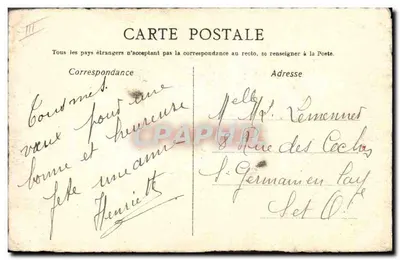 Ferradura e rosas — pássaros — 'Heureuse Sète' — datada 25 de agosto de 1920 — Verso