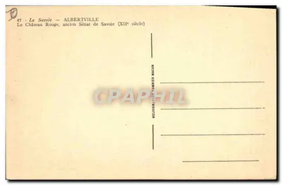 Zamek Czerwony — Albertville — dawniej Senat Savoii (XII wiek) — Héliogravure Combier Macon — Rewers