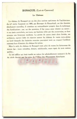 Bonaguil — Zamek — Bonagui (Lot-et-Garonne) — 6. seria — Kolekcja Pauvaberge — Rewers