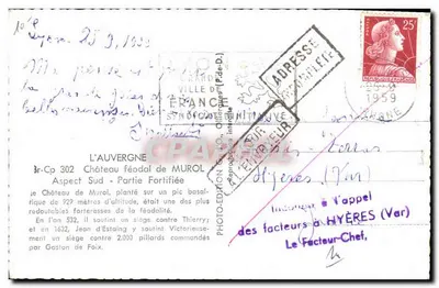 Feodalny zamek Murol — Widok na południe — Zamek Fortyfikowany — Photo-Édition Géo, Hyères (Var) — Rewers
