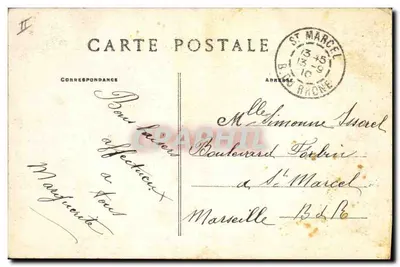 Fontanna Vaucluse — Widok z zewnątrz Gouffre podczas niskich wód — Wydawnictwo Artystyczne J. Brun et Cie, Carpentras — Rewers