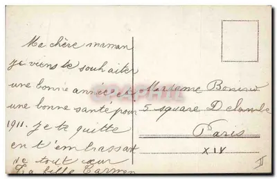 Kobieta trzymająca bukiet i przedmiot — Paryż — ok. 1911 — Rewers