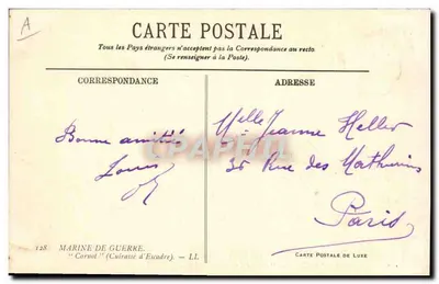Marinha de Guerra — « Carnot » (Cruzeiro de Esquadra) — LL — Verso
