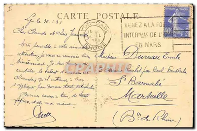 A Prefeitura e seus jardins — Lyon — editor Lyon Artistique, n° M. 133 — Verso