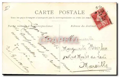 Flores e desejos — Carta postal de vœux — F.J.R. Paris — Verso