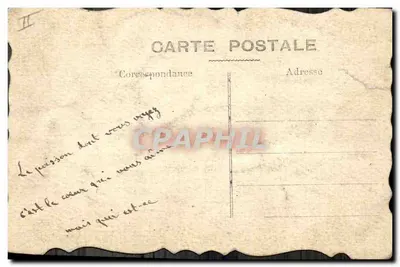 Flores e peixe — desenho a água-tinta — Carte postale — Verso