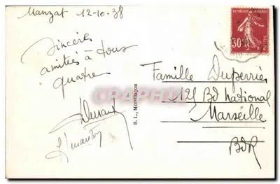 Wąwóz Sicule — Ruiny zamku Rocher, zbudowanego w XIII wieku przez Paniów z Bourbons — Widok z drogi Pont-de-Menat do Châteauneuf-les-Bains — Rewers