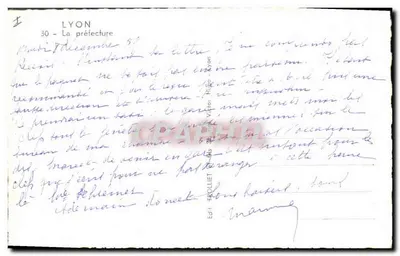 Lyon - A prefeitura — editor V. Huguet, n° 30 — Verso