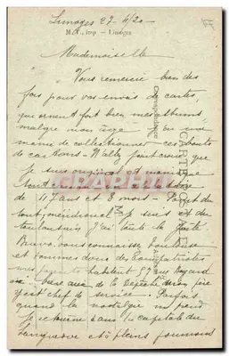 Limoges — Prefektura — Wydawca: M.T., druk — Limoges — Rewers
