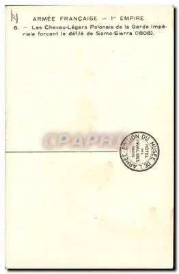 Exército Francês — 1º Império — Os Cavaleiros Poloneses da Guarda Imperial forçam o desfiladeiro de Somo-Sierra (1808) — Verso
