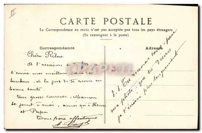 Pez violeta — tarjeta postal de felicitación — editor no visible — Reverso