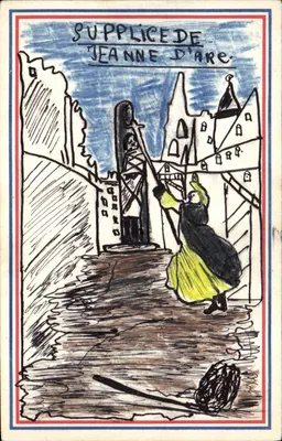 Supplice de Jeanne d'Arc — illustration — État Français Délégation Régionale de la Jeunesse en Algérie