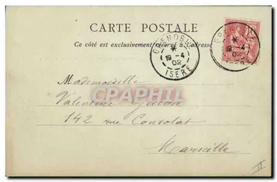 Grenoble — Het Paleis van Justitie en de Statuïne van Bayard — Papeterie des Alpes, Eug. Robert — Achterkant