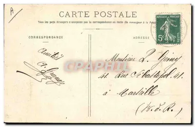 Montbrison - Place de la Préfecture — widok placu z prefekture i kopułą kościoła — Wyd. Nowe Galerie, St-Étienne, nr 164 — Rewers