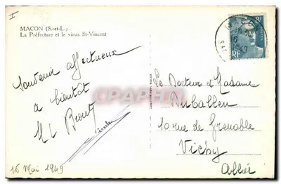 Macon (S.-et-L.) — A Prefeitura e o antigo Saint-Vincent — Cim — Verso