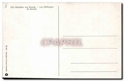 Obéliscos de Karnak — Karnak — Editor Hämmer & Jonna, Praga, n° R 147 — Verso