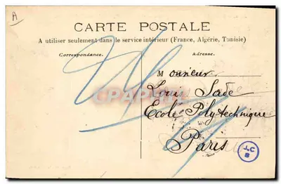 Croiseur D'Estaix — Marinha Militar Francesa — P. Amard, n°330 — Verso