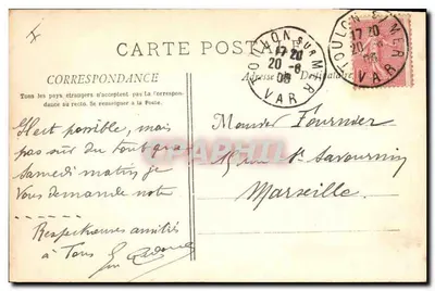 Le Dard — Controtorpediniere all'Appareaggio — A. Bougault n°400 — Verso