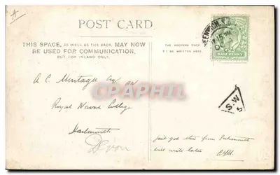 H.M.S. DREADNOUGHT — Portsmouth, Southampton, 1º de outubro de 1906 — Regg — Verso