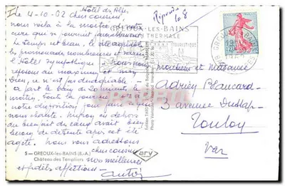 Kasteel der Templeren — Greoux-les-Bains — Uitgave TARD — n°5 — Achterkant