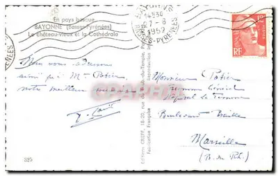 Bayonne (Basses-Pyrénées) — Stare zamki i Katedra — Wydawnictwo Greff — Rewers