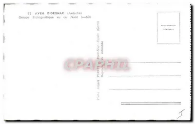 Aven d'Orgnac — Grupo estalactítico visto do norte — Foto Albert Perret — Verso