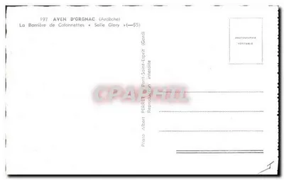 Aven d'Orgnac — A Barreira de Colonnettes « Salle Glory » — Albert Perret, n°197 — Verso