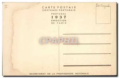 Casais de pescadores — NAZARÉ — Editor: Carte Postale Costumes Portugais — Verso